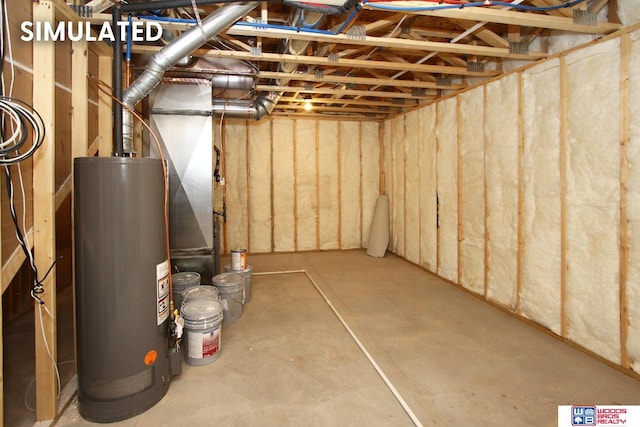 unfinished below grade area with gas water heater