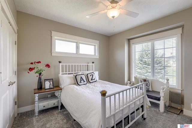 4510 W High Ridge Pl, Lincoln, NE 68522 - bedroom with baseboards, ceiling fan, and carpet