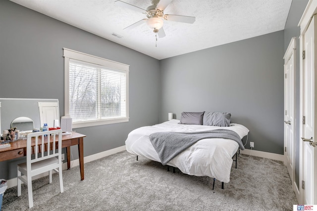 4510 W High Ridge Pl, Lincoln, NE 68522 - bedroom featuring a textured ceiling, visible vents, baseboards, and carpet floors
