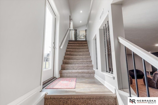 708 Sunset Blvd, Palmyra, NE 68418 - stairway with wood finished floors