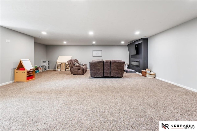 708 Sunset Blvd, Palmyra, NE 68418 - living area featuring carpet, recessed lighting, and baseboards