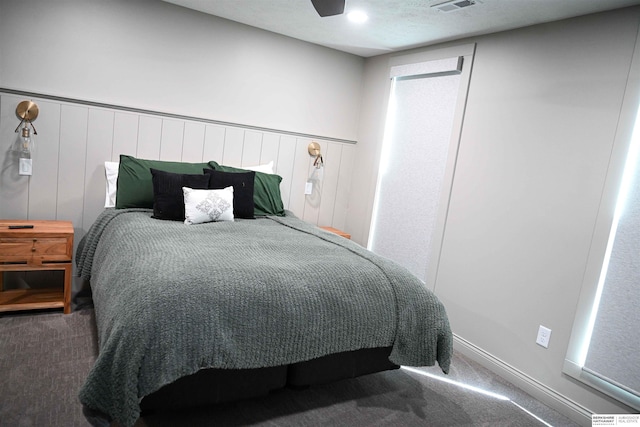 bedroom featuring a ceiling fan and carpet floors