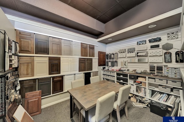 2406 J St, Lincoln, NE 68510 - interior space with dark colored carpet and a raised ceiling