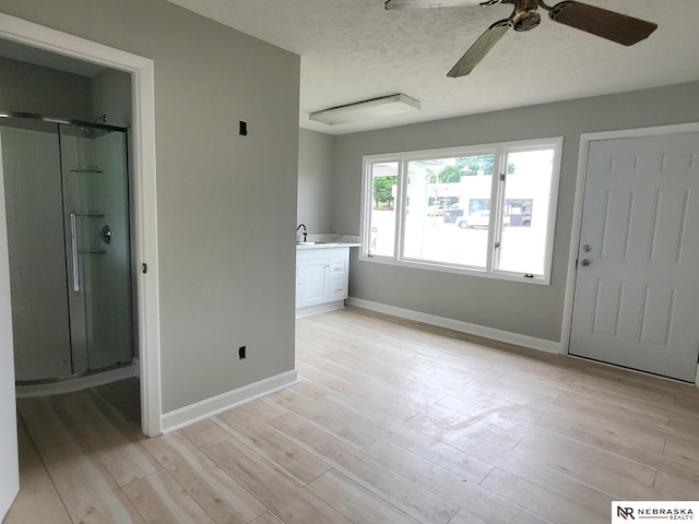 6512 Maple St, Omaha, NE 68104 - entrance foyer with a ceiling fan, baseboards, and light wood-style flooring