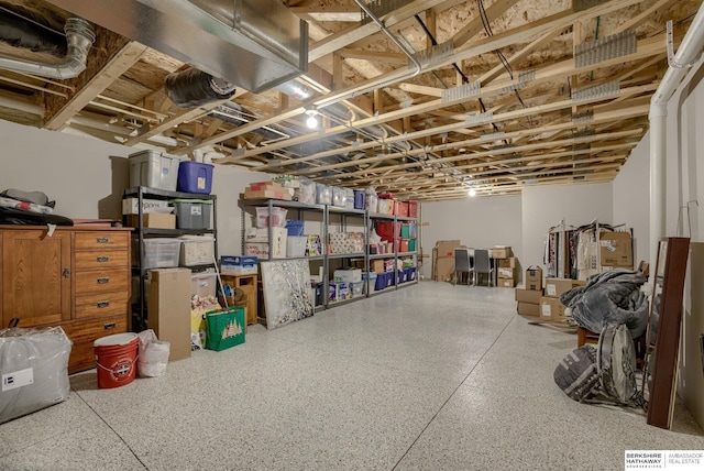 view of unfinished basement