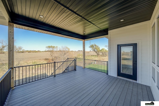 deck featuring a rural view