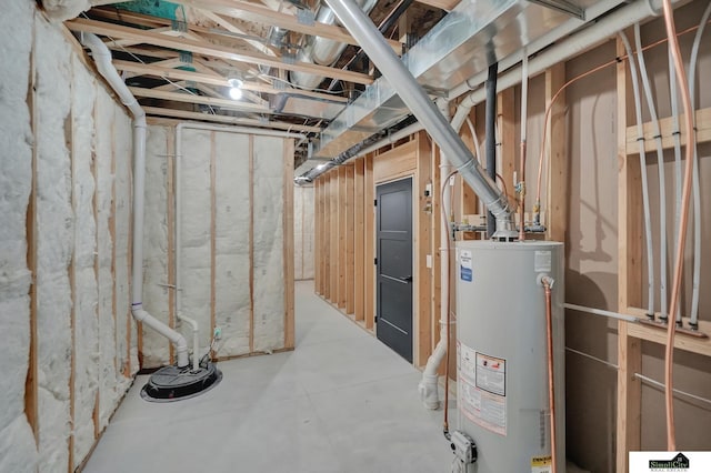 unfinished below grade area with gas water heater