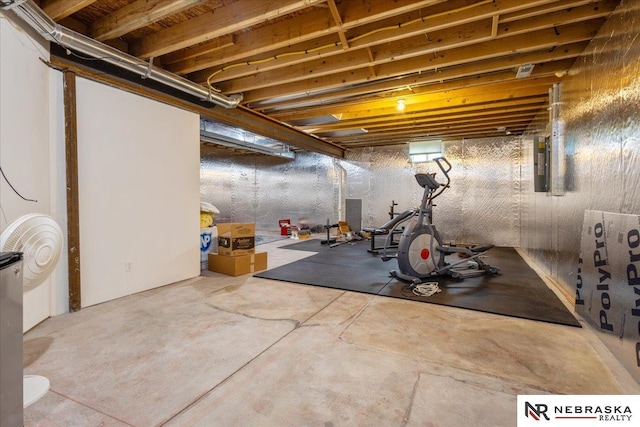 exercise area featuring electric panel