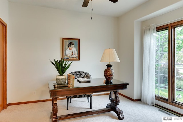 5210 S 165th St, Omaha, NE 68135 - office space featuring baseboards, visible vents, a ceiling fan, and light colored carpet