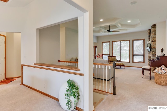5210 S 165th St, Omaha, NE 68135 - hallway featuring carpet, recessed lighting, coffered ceiling, and baseboards