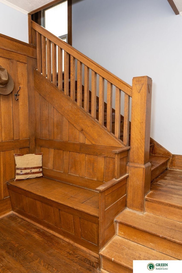 650 E 9th St, York, NE 68467 - staircase with wood finished floors