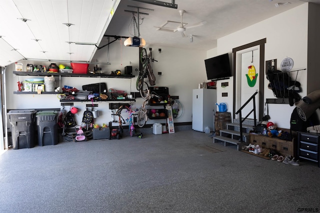 garage with a garage door opener