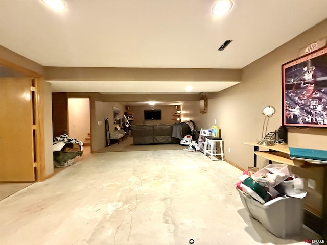 view of finished below grade area