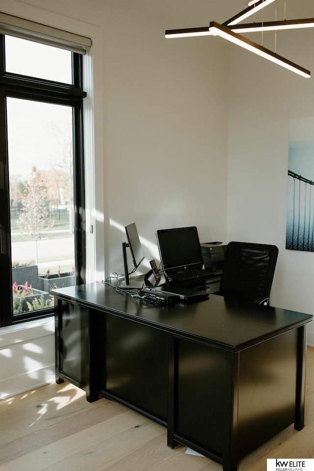 office with light wood finished floors
