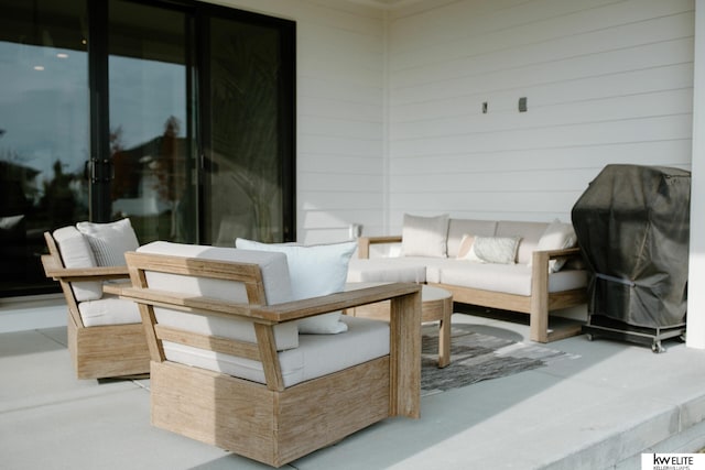 view of patio featuring an outdoor hangout area and area for grilling