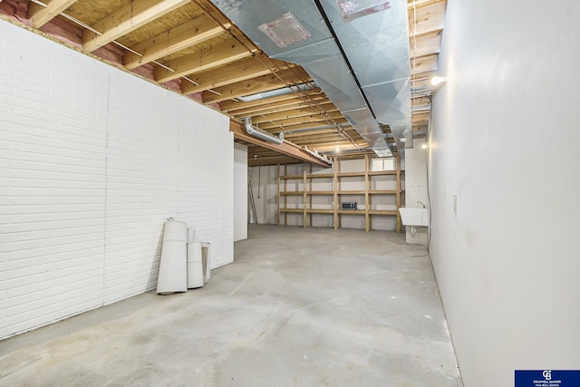 view of unfinished basement