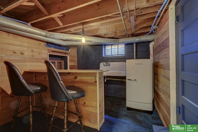 interior space with wooden walls