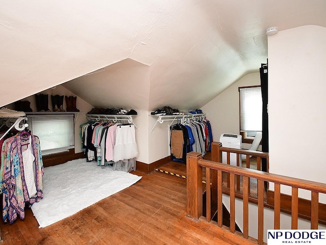 3615 N 60th St, Omaha, NE 68104 - spacious closet featuring vaulted ceiling and wood finished floors