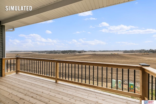 deck featuring a rural view