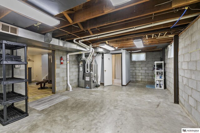 unfinished below grade area with heating unit