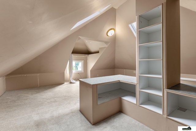 3218 Holdrege St, Lincoln, NE 68503 - additional living space with lofted ceiling, carpet flooring, and a skylight
