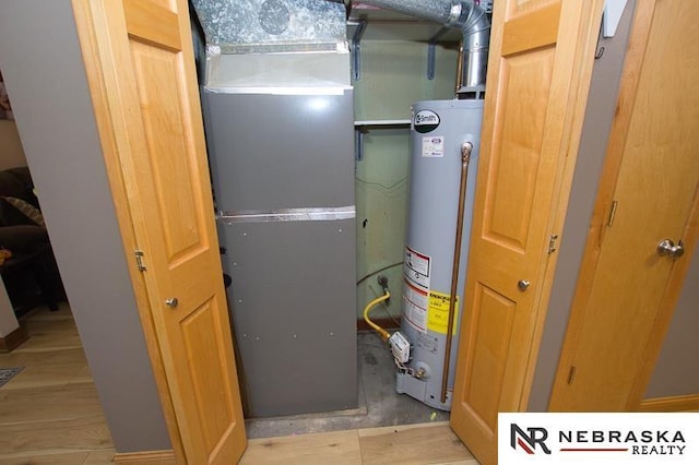 utilities with heating unit and gas water heater