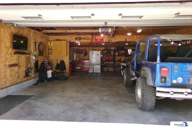 garage with a garage door opener