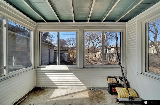 view of unfurnished sunroom