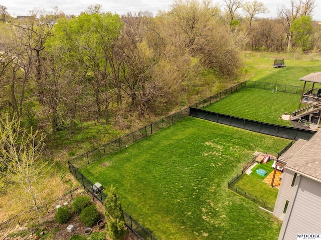 view of yard with a fenced backyard