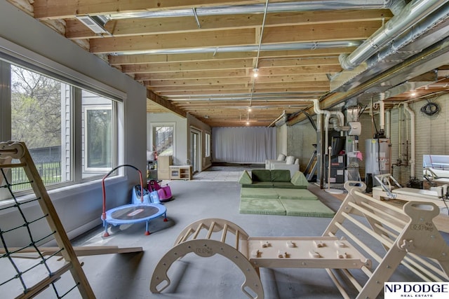 below grade area featuring gas water heater