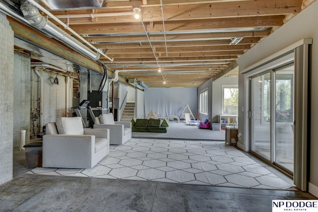 basement featuring stairway