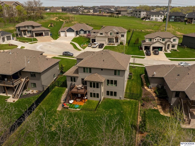 aerial view with a residential view