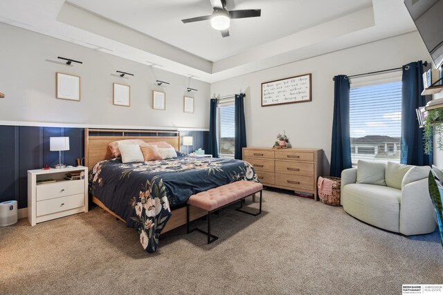 17026 Emma St, Bennington, NE 68007 - carpeted bedroom featuring a raised ceiling and a ceiling fan