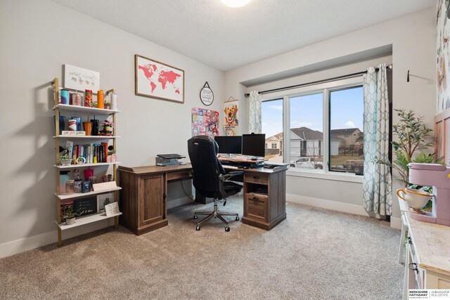 17026 Emma St, Bennington, NE 68007 - office area featuring baseboards and light colored carpet