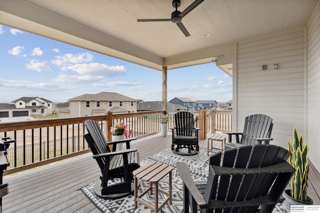 17026 Emma St, Bennington, NE 68007 - wooden deck featuring a residential view and ceiling fan