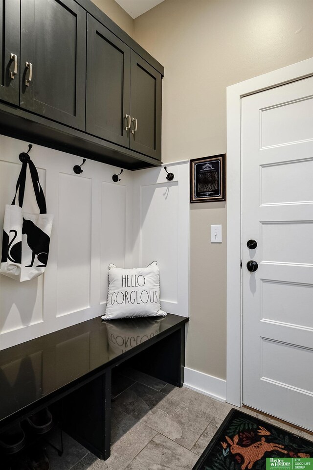mudroom with baseboards
