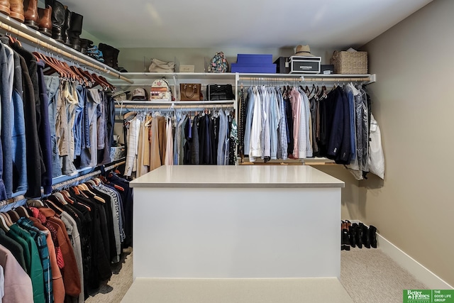 walk in closet featuring carpet