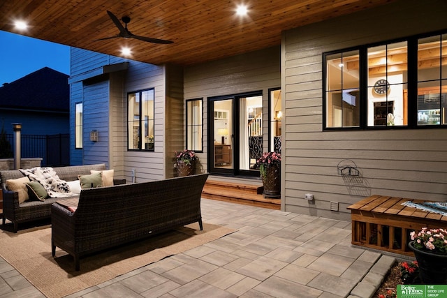 view of patio / terrace featuring an outdoor hangout area and ceiling fan