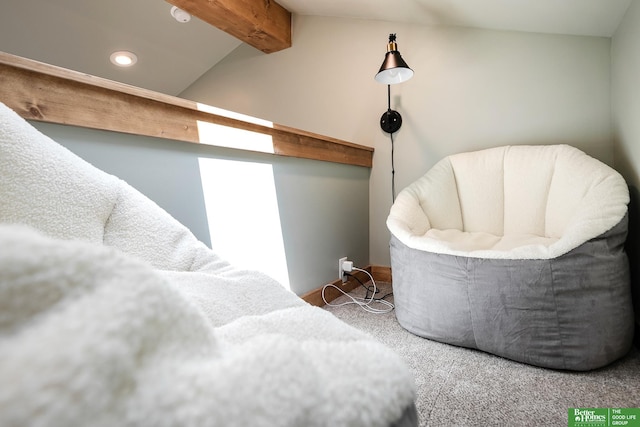interior details featuring recessed lighting and beamed ceiling