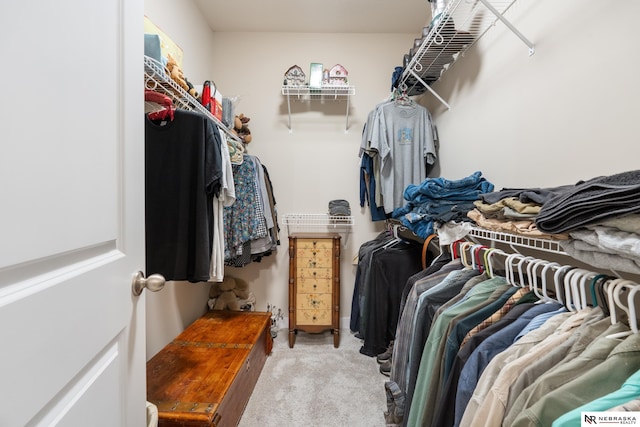 spacious closet with carpet floors