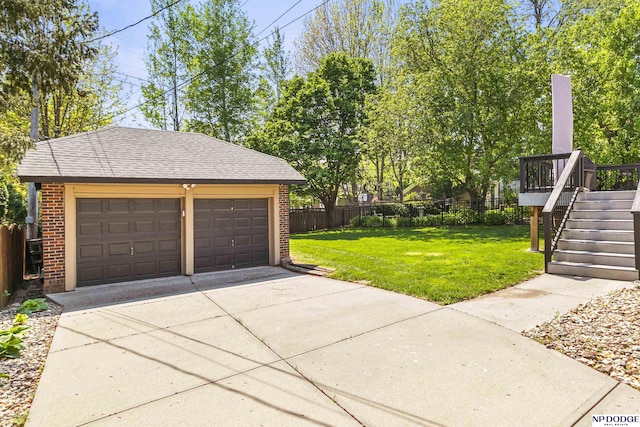 detached garage with fence