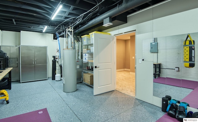 basement with gas water heater