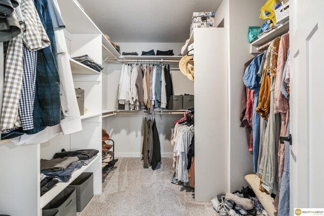 walk in closet featuring carpet floors
