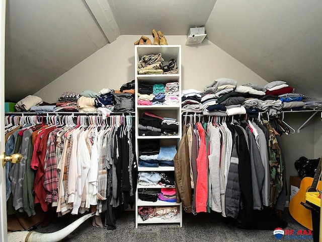 spacious closet with lofted ceiling