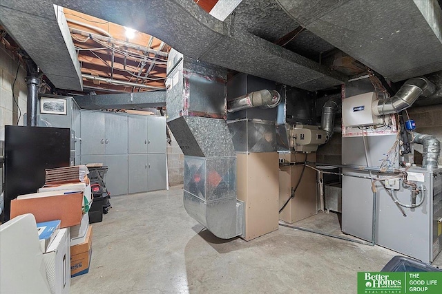unfinished below grade area with heating unit