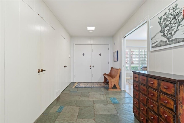 interior space with stone finish flooring