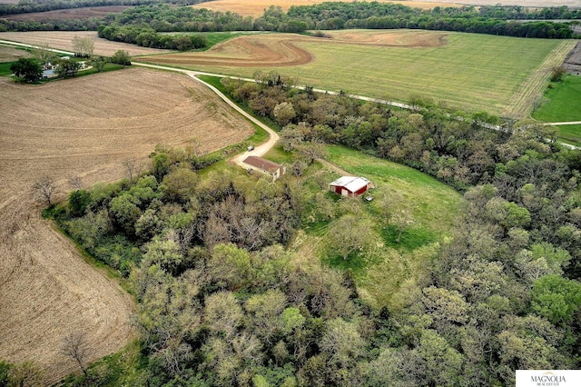 drone / aerial view with a rural view