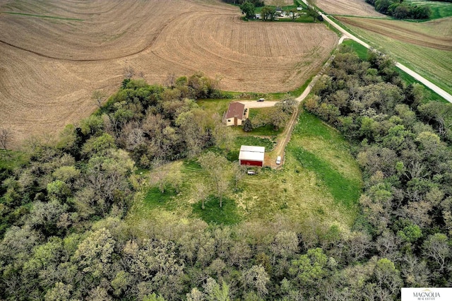aerial view featuring a rural view