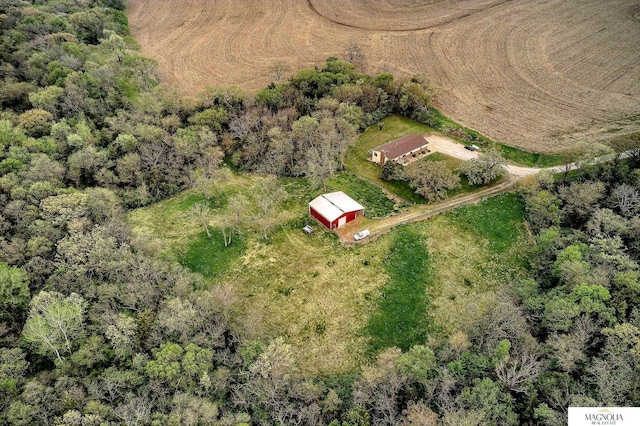 aerial view featuring a rural view