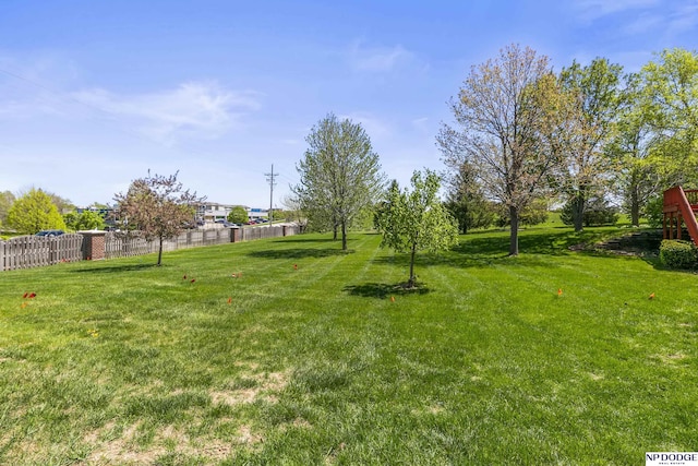 view of yard featuring fence